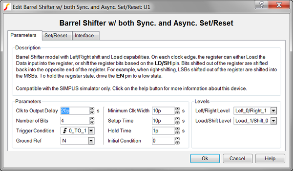 Barrel Shifter with both Async and Sync Set/Reset Parameters