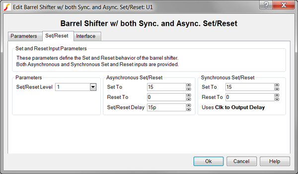 Barrel Shifter with both Async and Sync Set/Reset Set/Reset Parameters