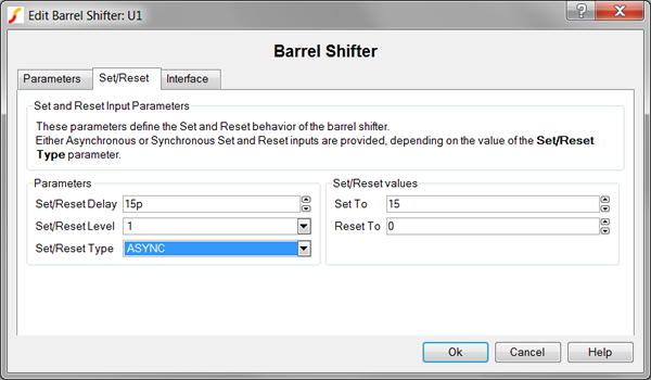 Barrel Shifter Set/Reset Parameters