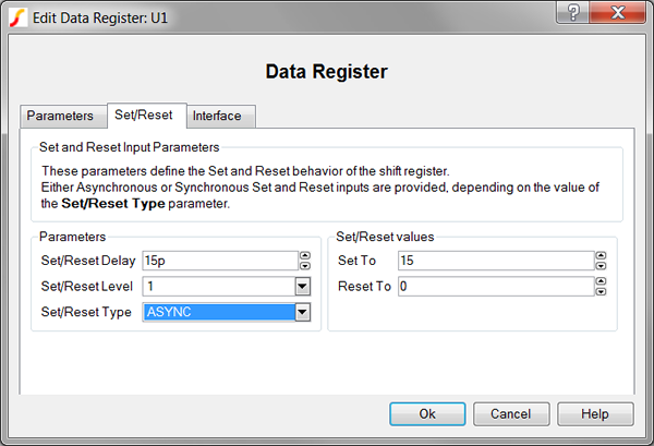 Data Register Set/Reset Parameters