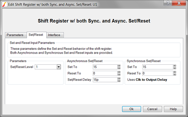 Shift Register with both Async and Sync Set/Reset Set/Reset Parameters
