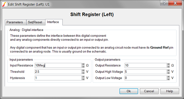 Shift Register (Left) Interface Parameters
