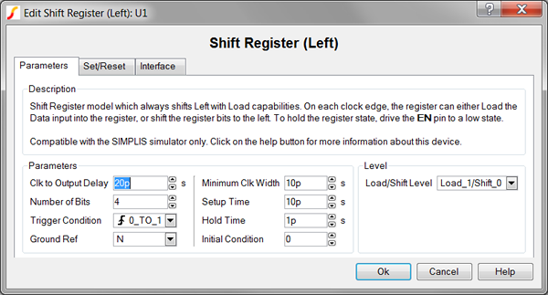 Shift Register (Left) Parameters