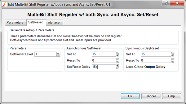 Shift Register (Multi-bit) with both Async and Sync Set/Reset Set/Reset Parameters