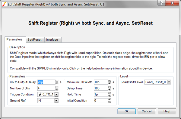 Shift Register (Right) with both Async and Sync Set/Reset Parameters