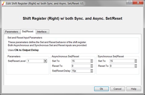 Shift Register (Right) with both Async and Sync Set/Reset Set/Reset Parameters