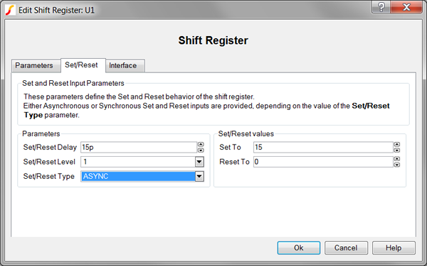 Shift Register Set/Reset Parameters