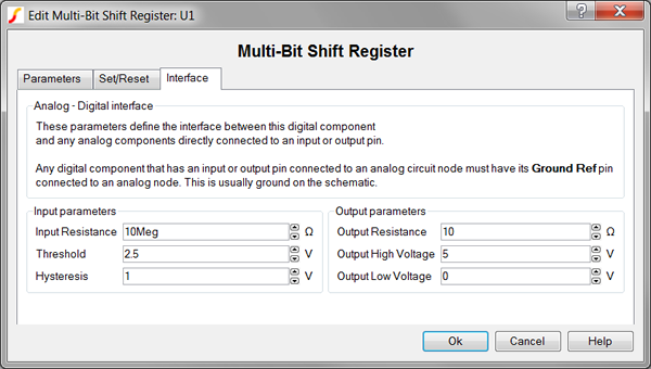Shift Register (Multi-bit) Interface Parameters