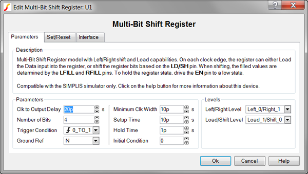Shift Register (Multi-bit) Parameters