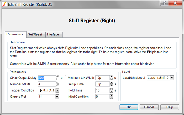 Shift Register (Right) Parameters
