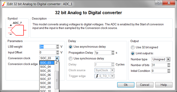 ADC Dialog Showing Start of Conversion