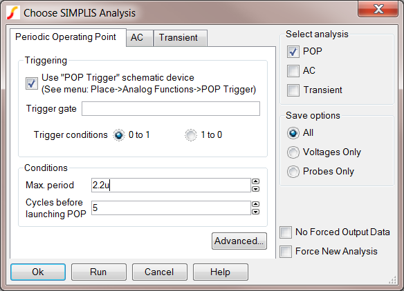 Choosing POP Analysis Directives
